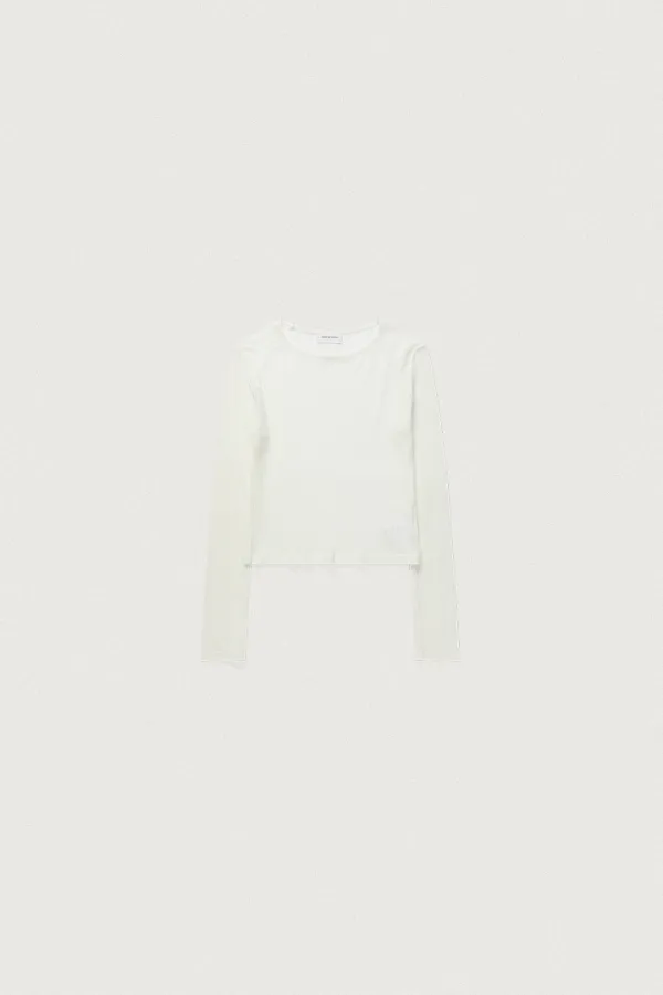 SHEER WOOL CREW NECK -T [IVORY]