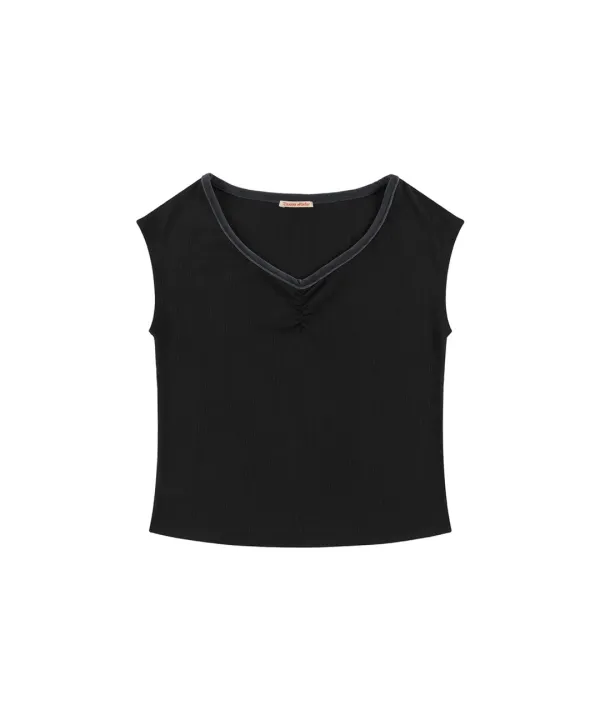 [7/3 예약발송]A3600 브이넥 파이핑 티셔츠_Black