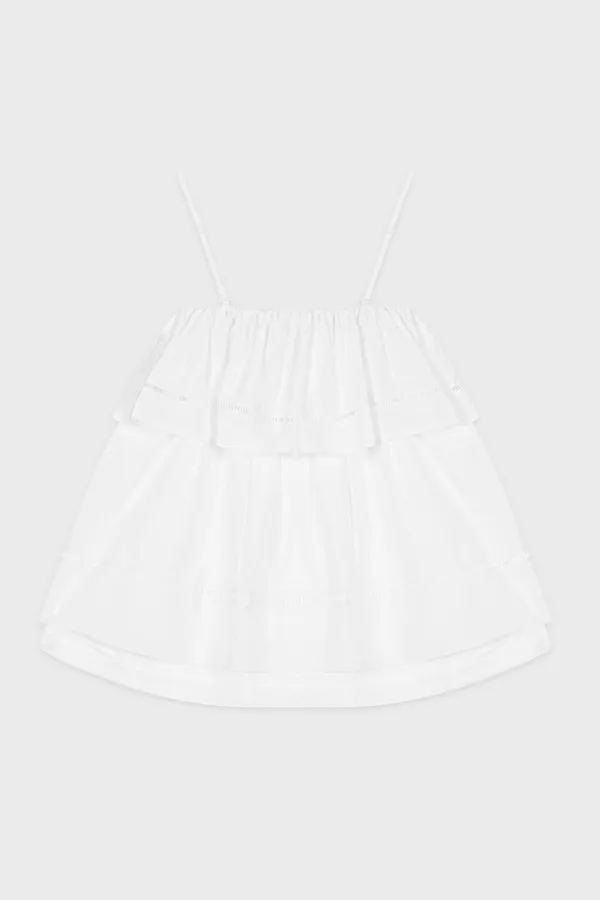 Double Flared Blouse & Skirt (White)