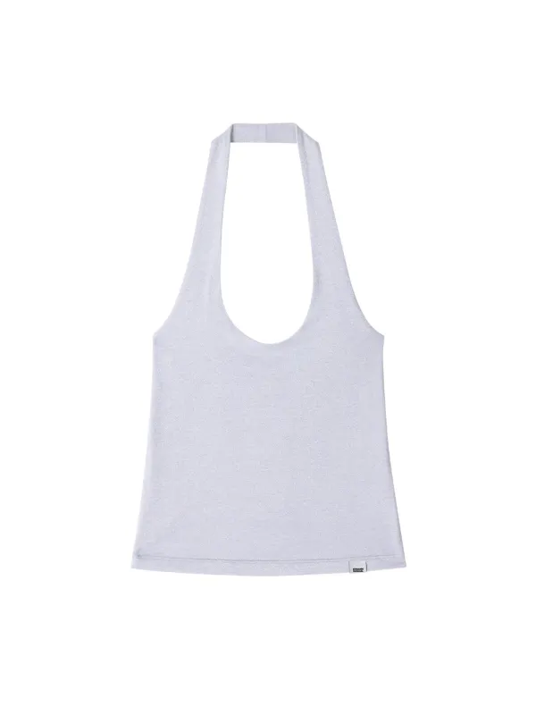 GLITTER HALTERNECK TOP_SILVER