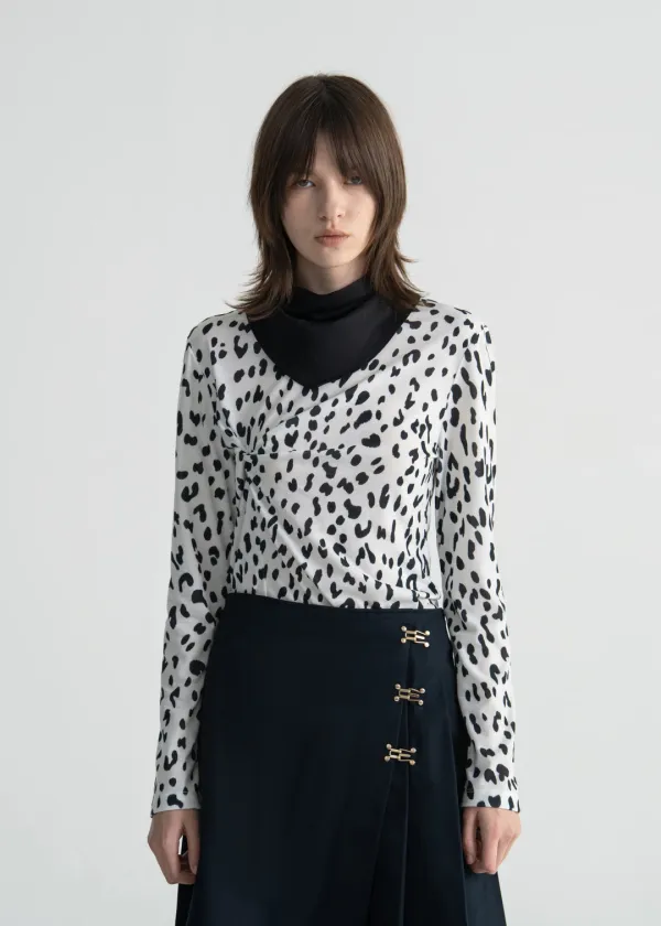 LEOPARD TWIST T-SHIRT - OFF WHITE
