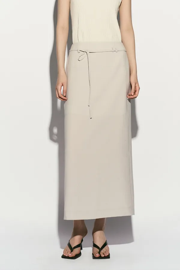 BELTED MIDI SKIRT DOVE GRAY