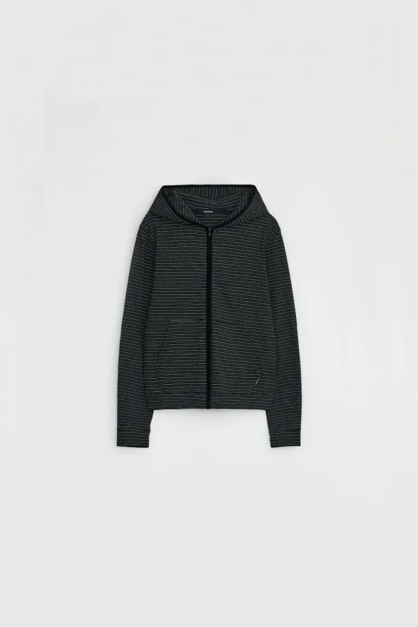 STRIPE JERSEY ZIP HOODIE