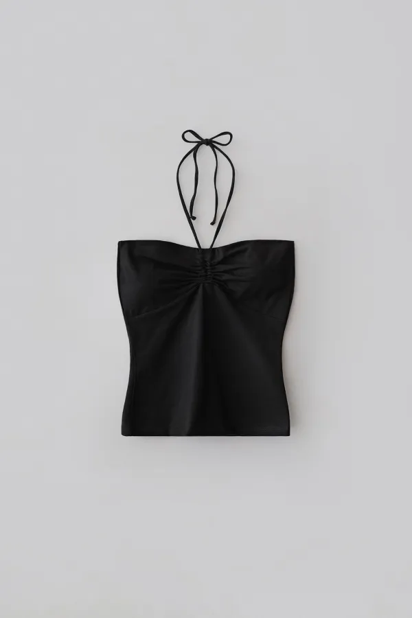 Petal halter tank top (black)
