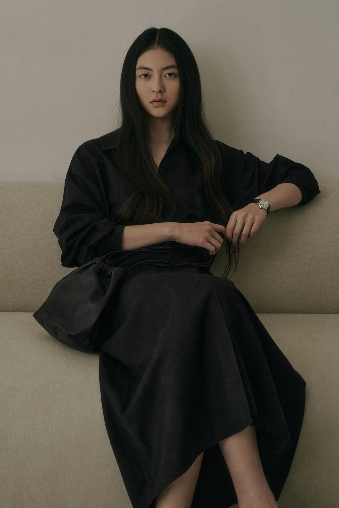 세이지먼트 BENI SHIRT WRAP LONG DRESS_BLACK 상품 이미지 2