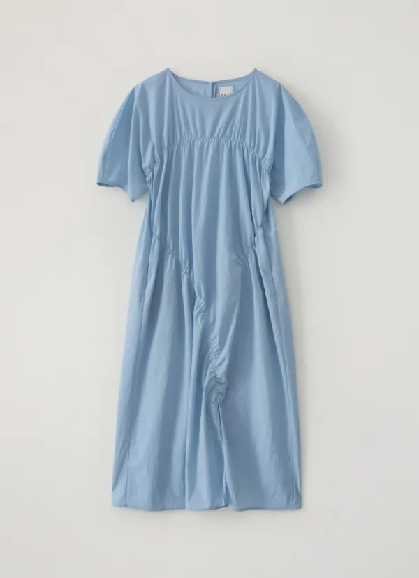 Shirring Long Dress (Skyblue)