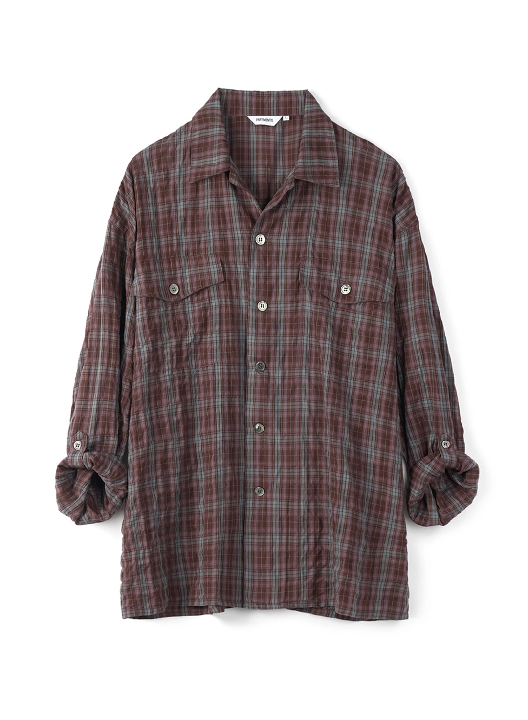 파르티멘토 Western Wrinkle Check Roll Up Shirts_Dust Wine 상품 이미지 1