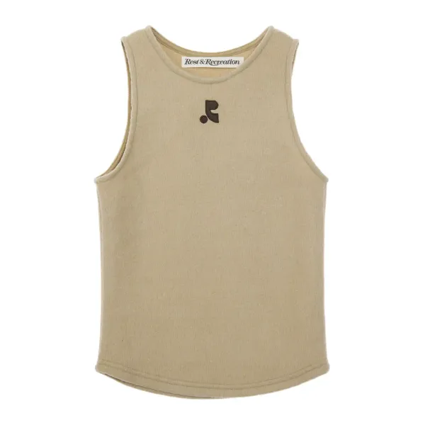 HAIRY KNIT TANK TOP - BEIGE