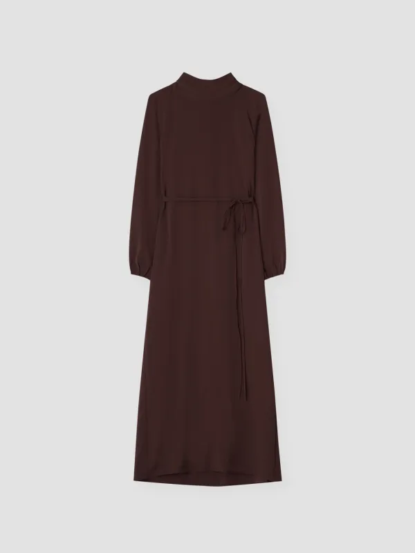 HIGH NECK TIE LONG OPS_BURGUNDY BROWN