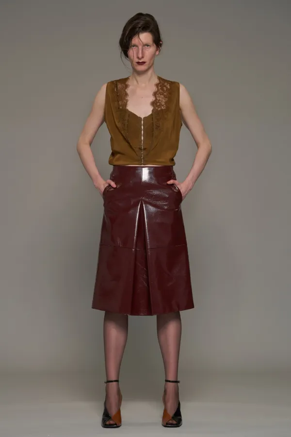 FW26 BEIGE BRA LAYERED SATIN SLIP TOP