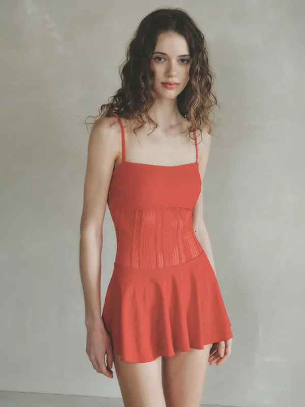 CELIA mesh swim dress_red