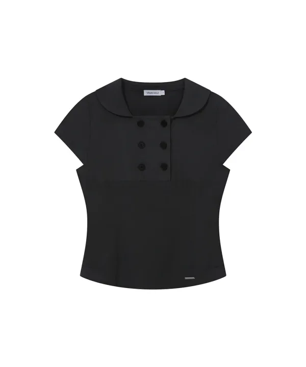 [레이 PICK] Double button shirts top BLACK