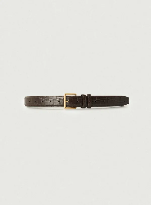 Square Bold Leather Belt_Brown