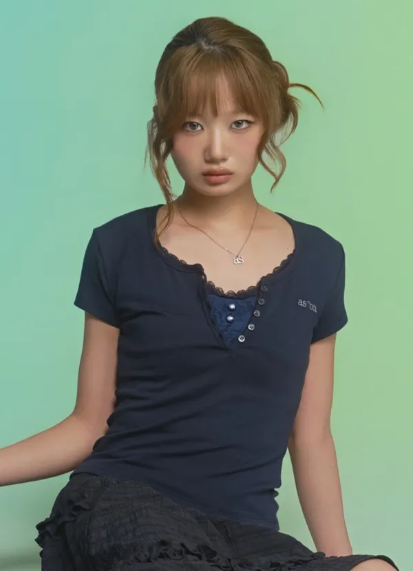 EVER BUTTON TEE / NAVY