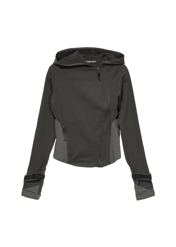Hooded Asymmetric Zip Top