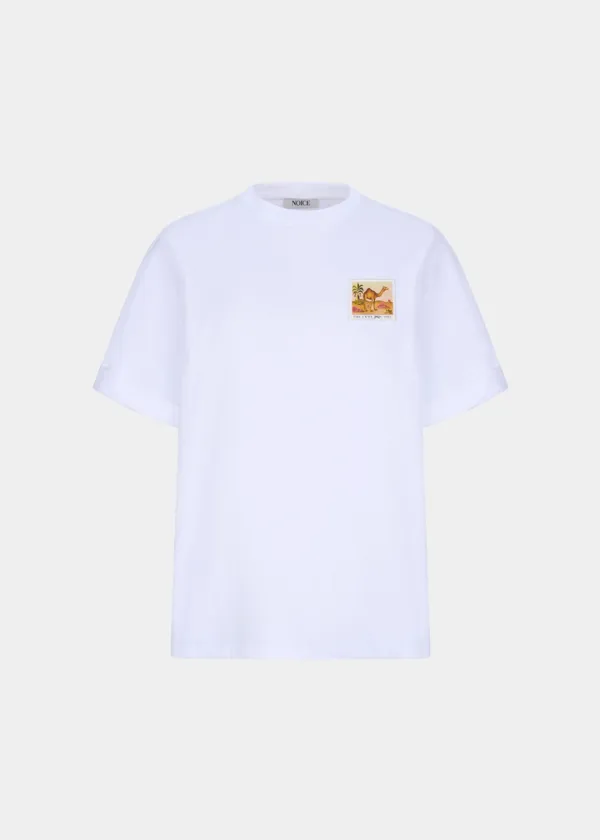 W CAMEL CUFFED T-SHIRT - WHITE