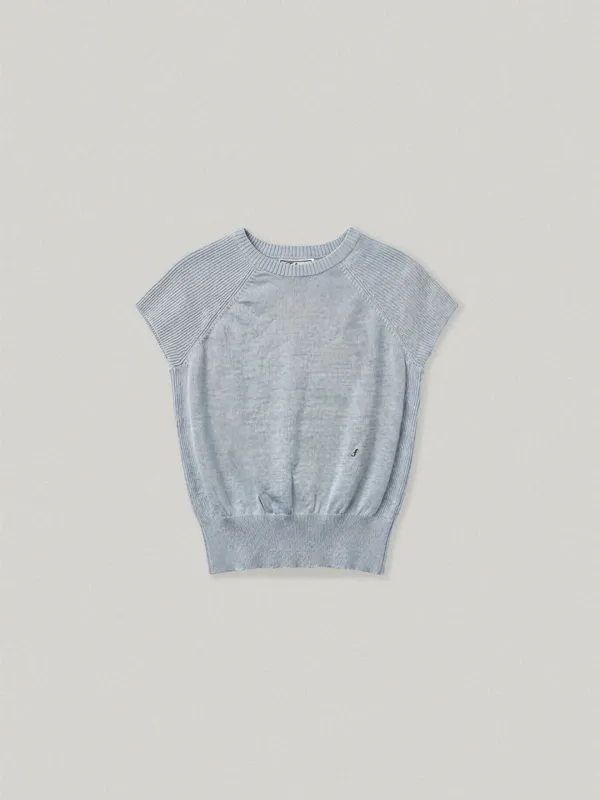 LOWEN ROUND NECK KNIT - ASH BLUE로웬 라운드넥 니트