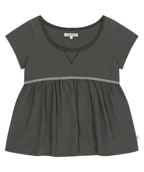 LACE BALLOON T-SHIRT DARK GREY