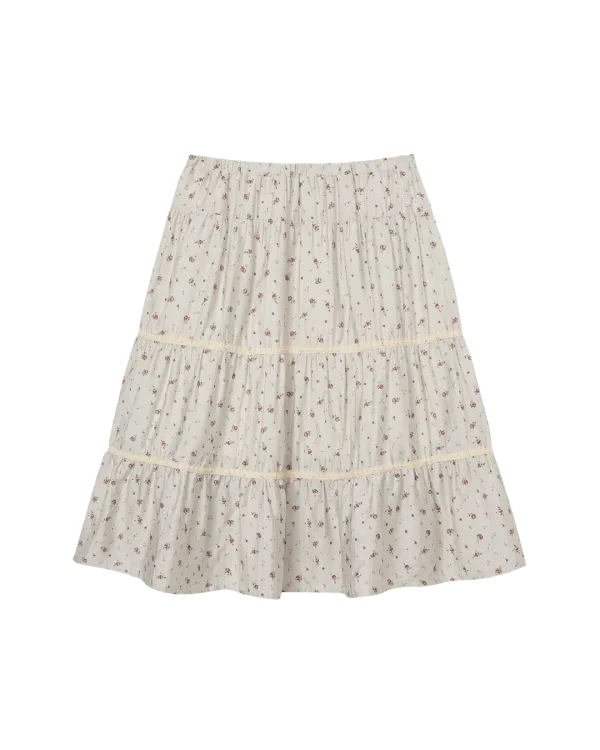 PATTERN TIERED SKIRT [BEIGE]