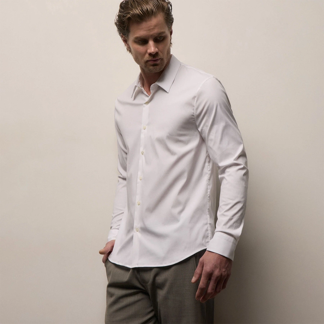 제임스펄스 Matte Stretch Poplin Dress Shirt - White 상품 이미지 1