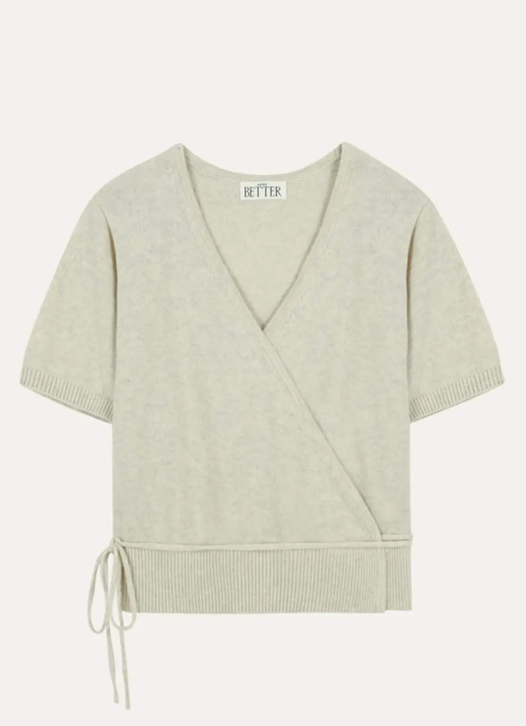 노운베러 V-neck wrap half sleeved cardigan_Oatmeal 상품 이미지 1