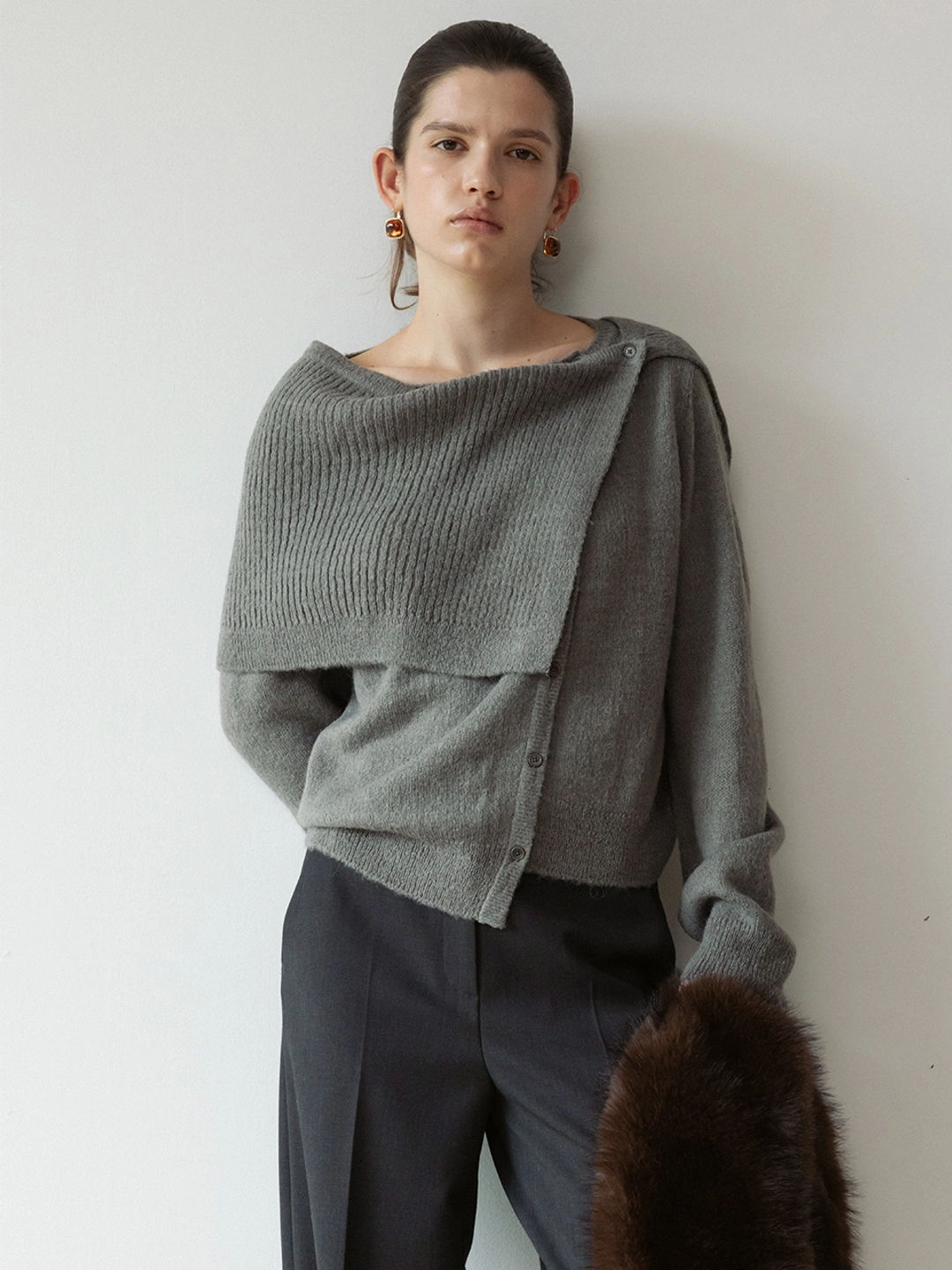 루에브르 [SET] Asymetric Placket Cardigan + Wrap Skirt SS5WD471_2color 상품 이미지 2