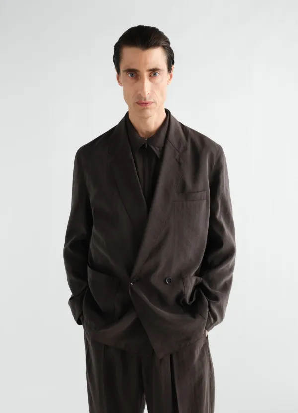 LIGHT DOUBLE-BREASTED JACKET IN DRY SILK
