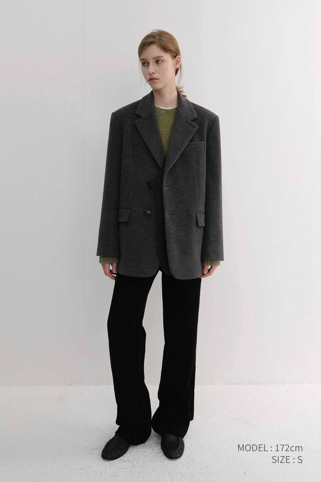 던스트 UNISEX LAYERED CASHMERE BLAZER CHARCOAL GREY_UDJA6D121CG 상품 이미지 1