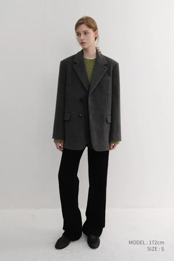 UNISEX LAYERED CASHMERE BLAZER CHARCOAL GREY_UDJA6D121CG