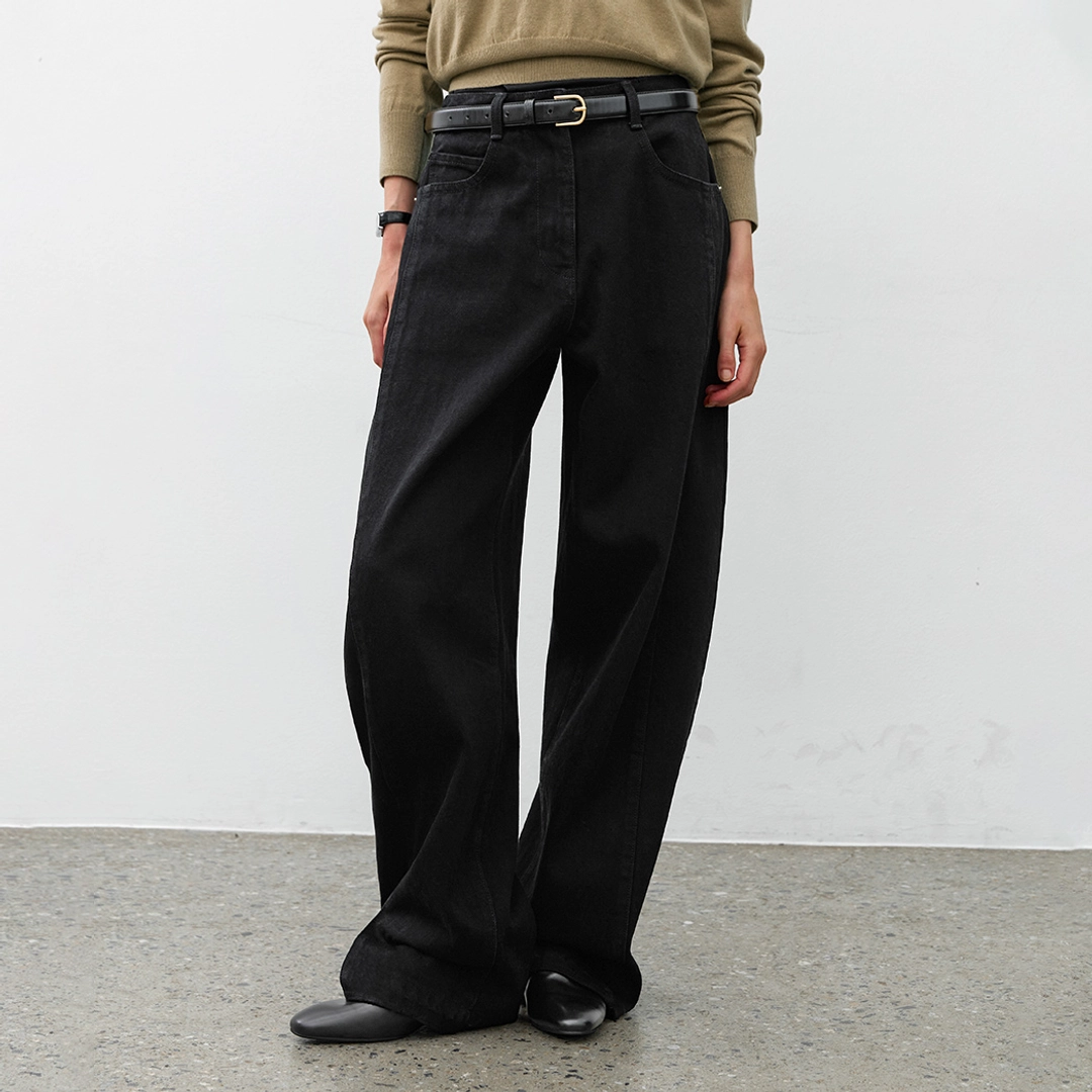 아뜰리에 나인 (PT-5692)HIGH WAIST CURVED DENIM PANTS 상품 이미지 2