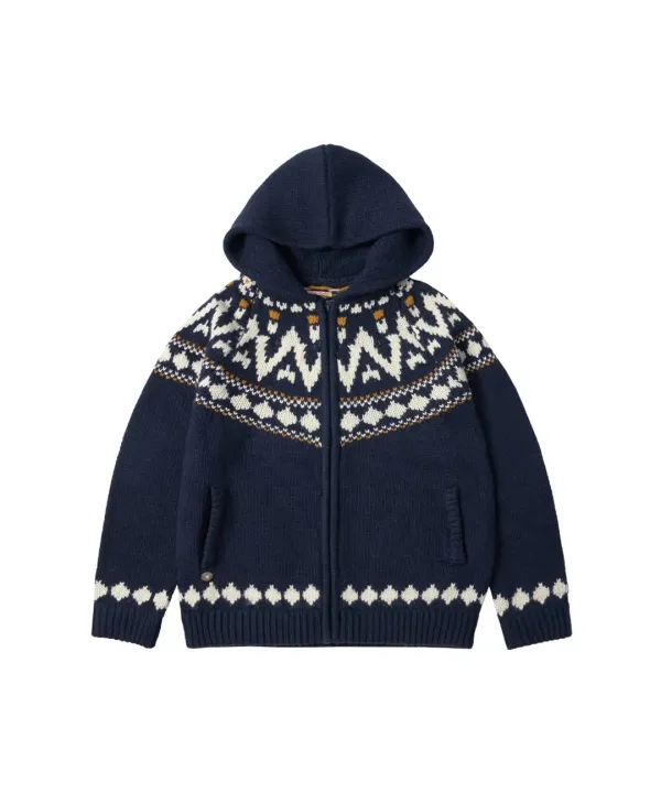 KN4242 Nordic knit hood zip-up_Navy