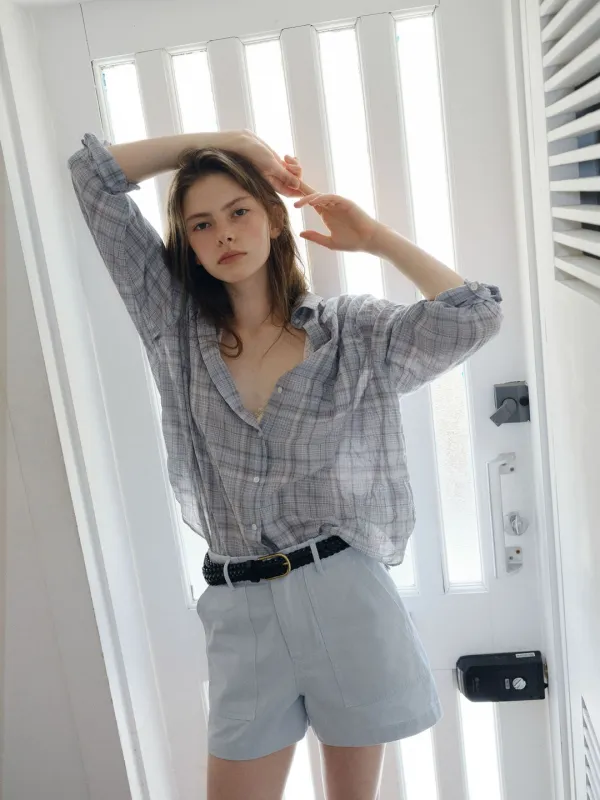 (1st) Breeze Check Shirt (Sky Blue)