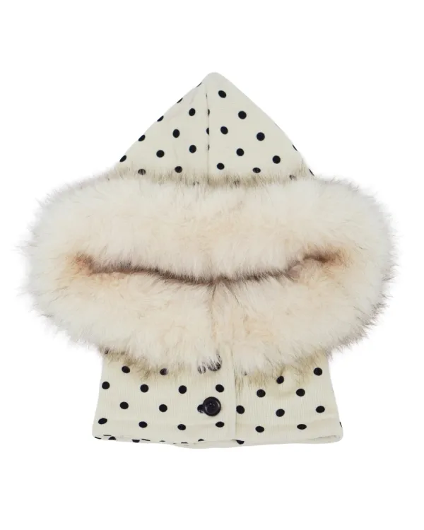 Fur Trimmed Balaclava (Dot Ivory)