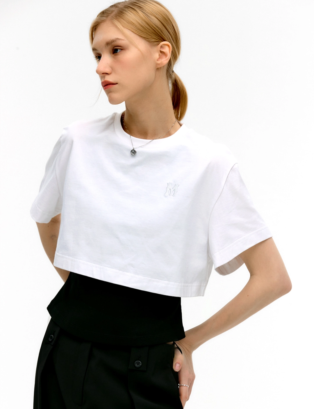 몽돌 더블 레이어드 반팔 티셔츠 화이트 MDTS051WHITE 상품 이미지 1