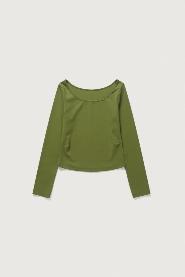 BOAT & SCOOP NECK T-SHIRT [OLIVE]