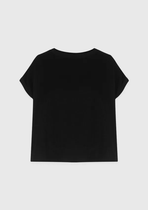Cap Sleeve Basic T-shirt Black
