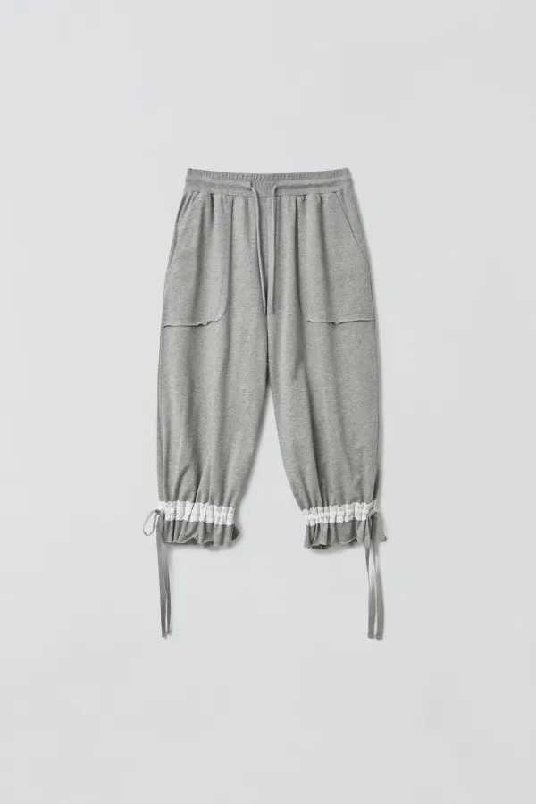 LACE TIE SWEAT PANTS_MELANGE