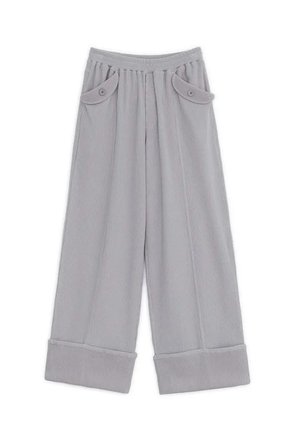 Waffle 2-tone sweat pants (Pink gray)