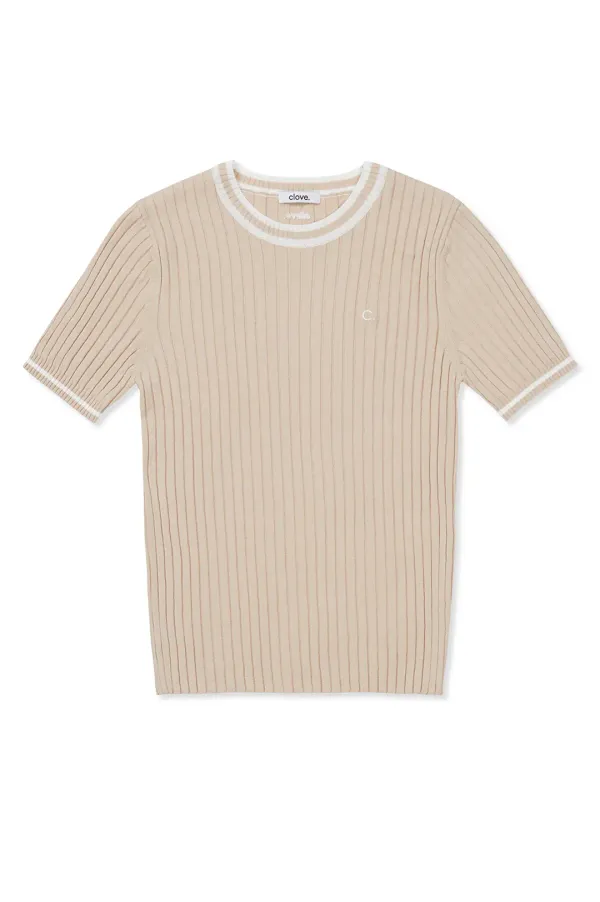 [24SS clove] Slim Round neck Knit (Beige)