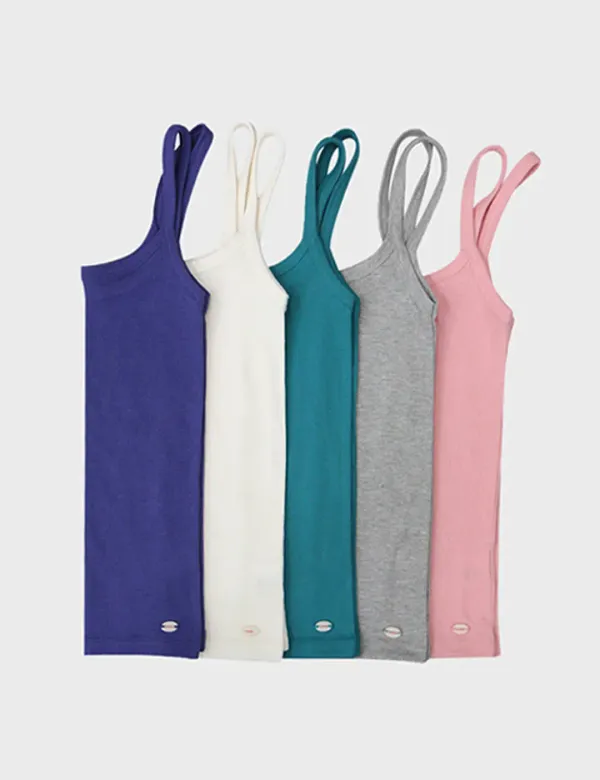 rib logo point sleeveless top