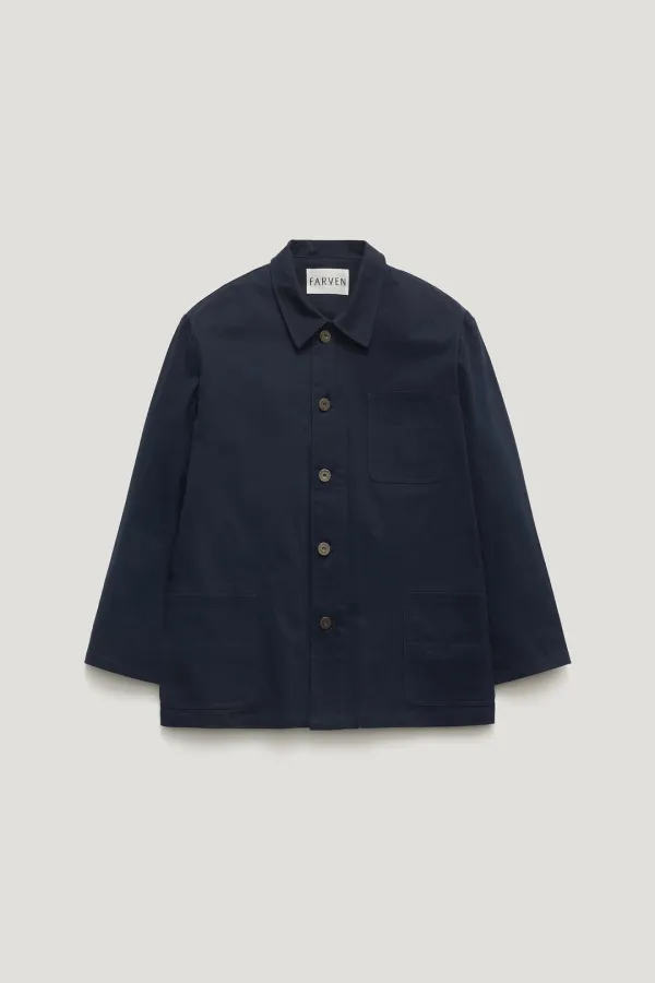 [2nd reorder] PALE HERRINGBONE UTILITY WORK JACKET_NAVY / ₩219,000