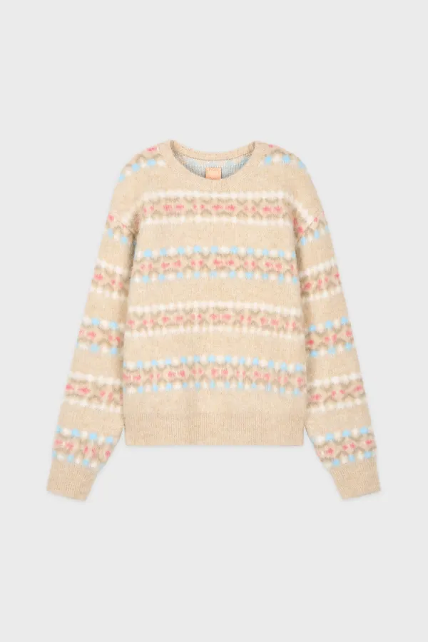 Fair Isle Knit Pullover (Ivory)