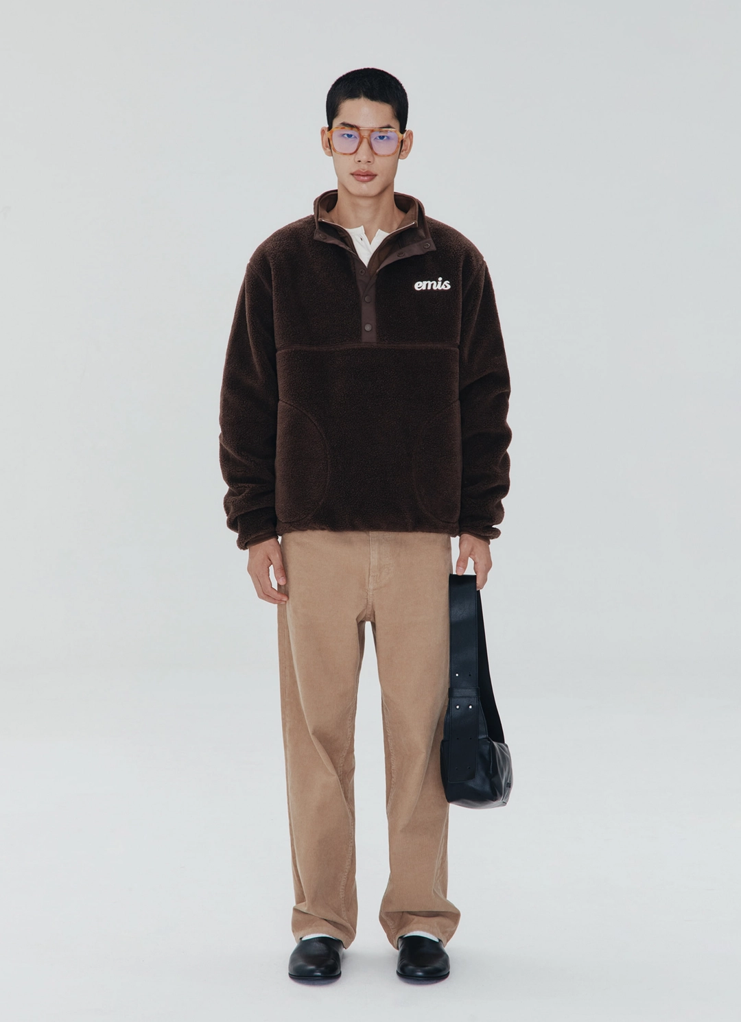 이미스 OVERSIZED HALF NECK FLEECE TOP-BROWN 상품 이미지 2