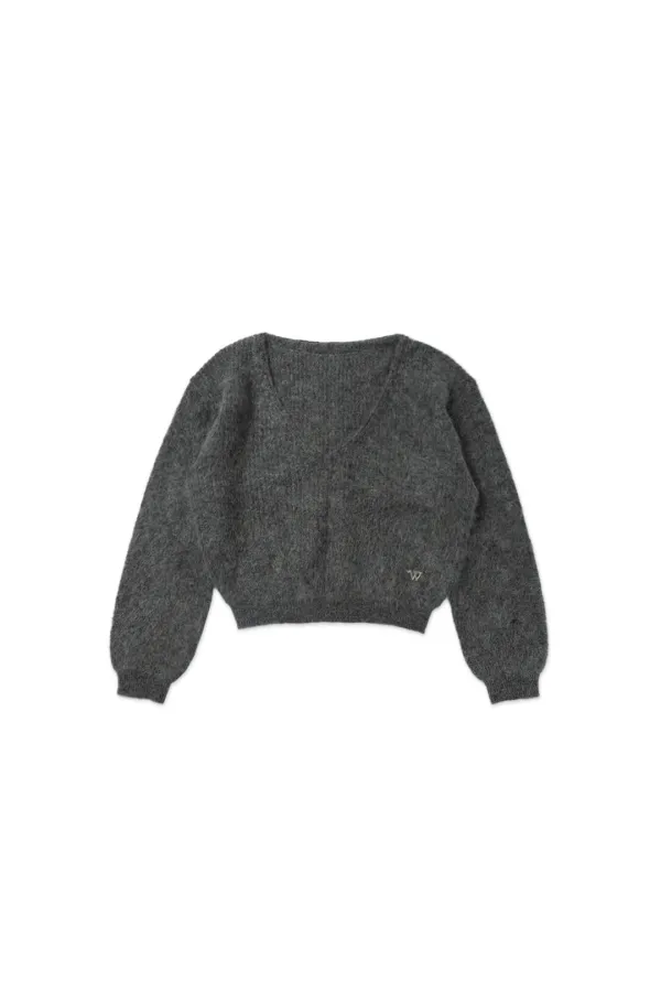 Mohair v-neck knit_charcoal