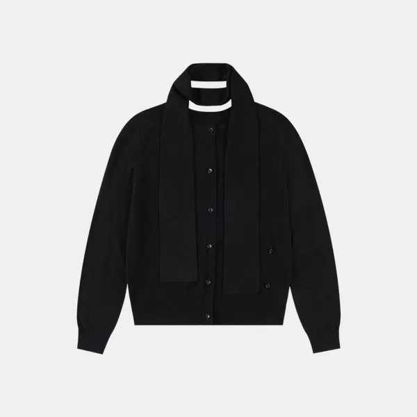SIKN2165 스카프 랩 니트 가디건_Black