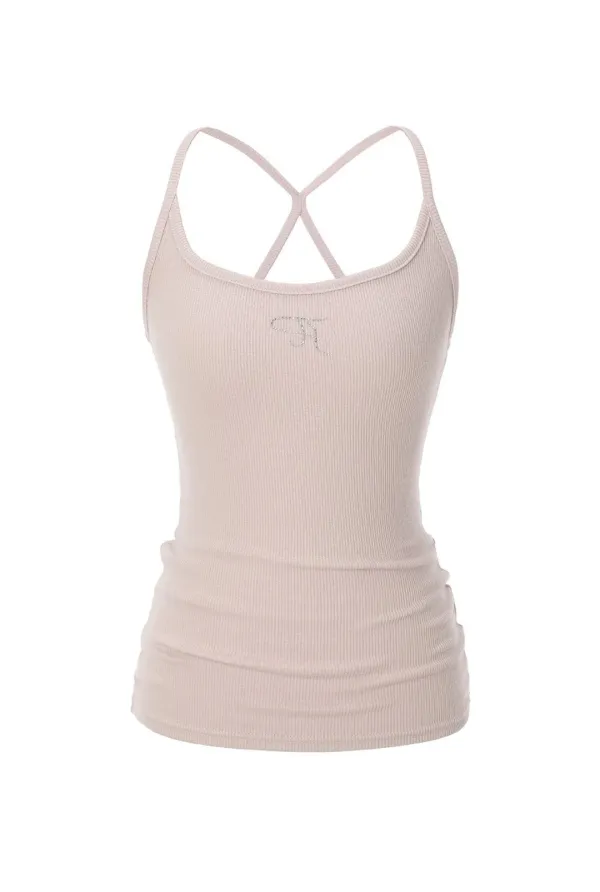 Jewel cross back tank top