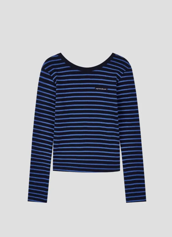 Deep Back Striped Tee DEEP BLUE