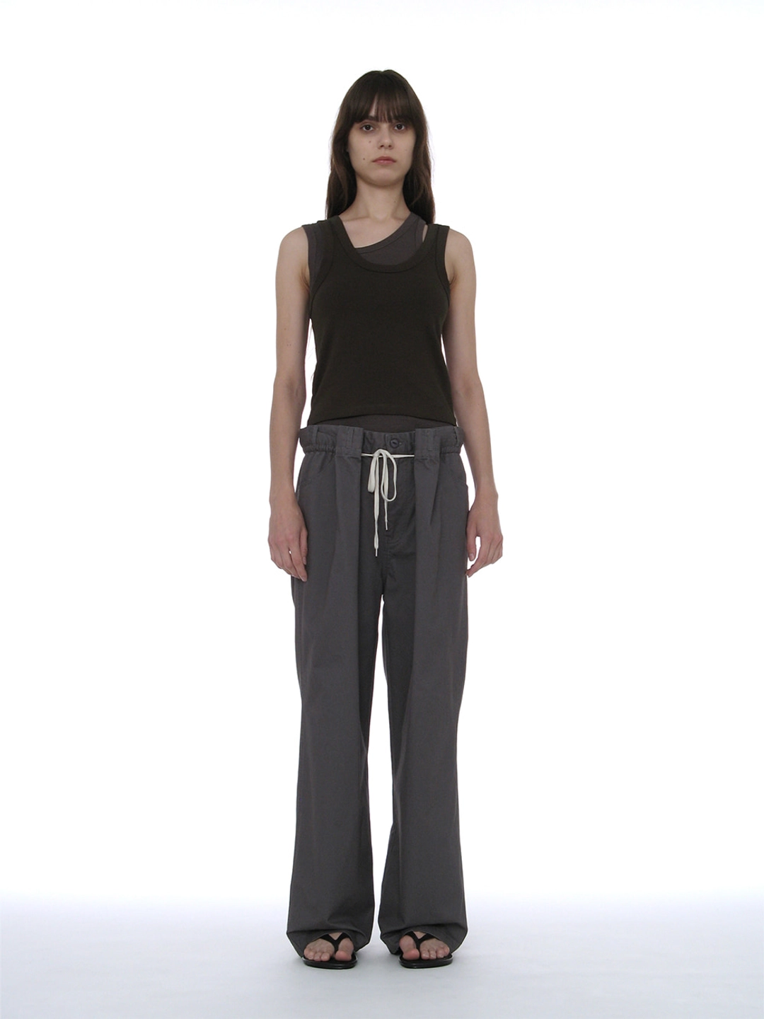 파르티멘토 [WOMEN] WASHED DRAWSTRING CHINO PANTS_BLUE GREY 상품 이미지 2