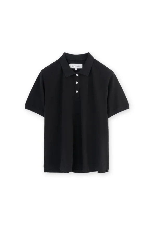 W Vintage Cotton Pique Shirt, Black
