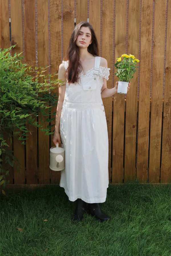 SUMMER VINTAGE COTTON OVERALL OPS (WHITE)